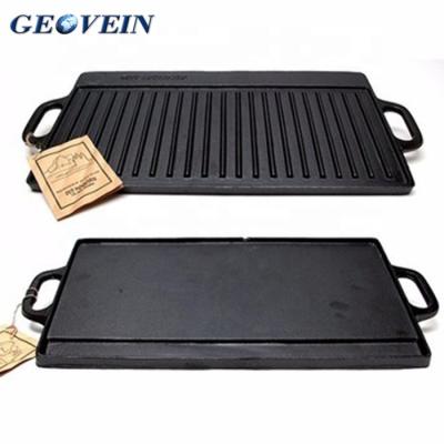 China Sustainable Korean Rectangular BBQ Grill Pan Cast Iron Grill Pan for sale