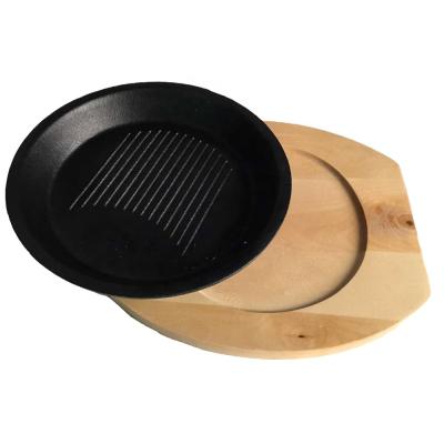 China Durable Cast Iron Fajita Dish Cast Iron Baking Dish Black Sizzling Round for sale