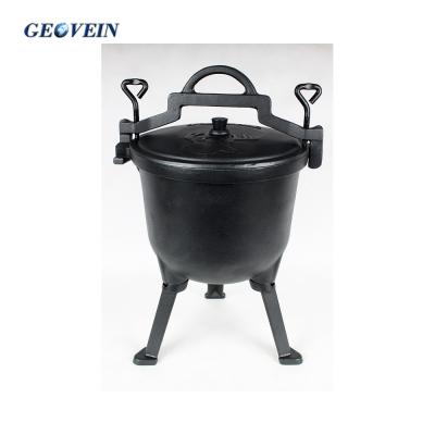 China 4/7/10/15L Large Sustainable Cast Iron Camping Potjie Three Legs Poland Cast Iron Cooking Pot for sale