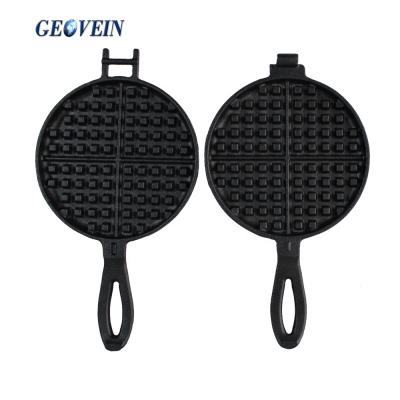 China Factory Price Double Pan Egg Waffle Iron Viable Pan Cast Iron Bakeware Custom Waffle Iron for sale