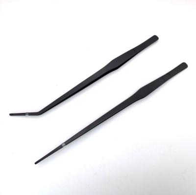 China Stainless Steel Aquarium Stocked Tweezers Fish Tank Tools Excellent Quality 38CM Curved Tweezers In Black Color for sale