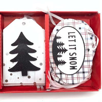 China 2022 New Designs Snowman 3D Foil Glitter Anti-counterfeit Handmade Christmas Gift Tags Hanging Tags for sale