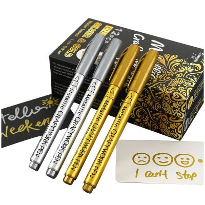 China PP Gold Metallic Craft Pen Art Supplies Craft Meta Pen Silver Non-Toxic Bold Chalk Markers for sale