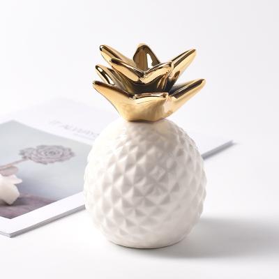 China Custom Ceramic Fruit Bank Custom Fruit Coin Shape Pineapple Saving Piggy Bank for sale