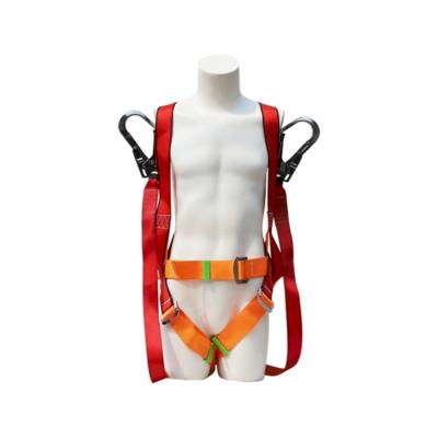 China High tenacity polyester factory wholesale price full alloy steel body safety harness with double lanyard for sale