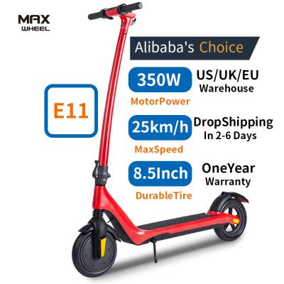 China Maxwheel E11 Unisex Fast Lightweight Electric Scooters Spain Warehouse Stock 8.5 Inch Pneumatic Tire 350w 7.5ah Battery E Foldable Scooters for sale