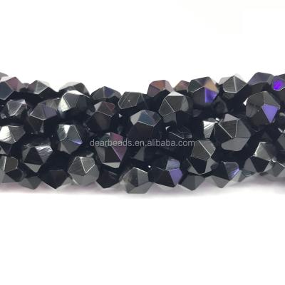 China For DIY Jewelry Making 6mm 8mm 10mm Diamond Cut Black Agate Black Onyx Beads, Faceted Agate Beads For Jewelry Making for sale