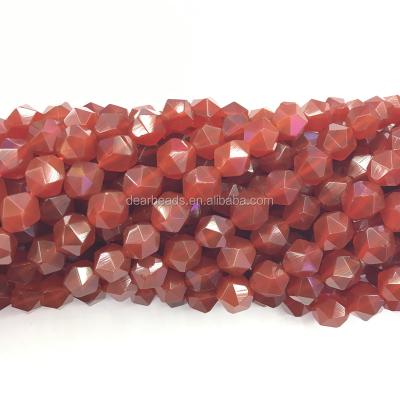 China For DIY Jewelry Making 6mm 8mm 10mm Diamond Cut Red Agate Beads , Agate Beads Gemstone For Jewelry Making for sale