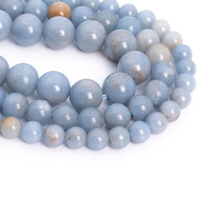 China Trendy Cheap Round Loose Gemstone Angel Stone Natural Stone Blue Angelite Bead For Jewelry Making 4mm 6mm 8mm 10mm 12mm for sale