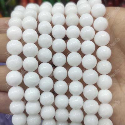 China Trendy Natural Solid White Jade Loose Bead Strand Beads For DIY Making 4mm 6mm 8mm 10mm 12mm for sale