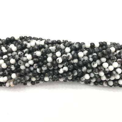 China Wholesale Trendy Natural 2mm 3mm Gemstone Stone Beads, Round Polished Black White Zebra Jasper Round Beads For Jewelry Making for sale