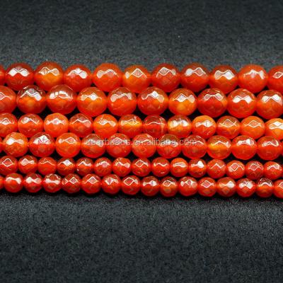 China For DIY Jewelry Making Wholesale 6mm 8mm 10mm Faceted Red Agate Beads, Carnelian Stone Loose Beads For Jewelry Making for sale