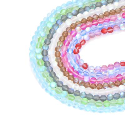 China Trendy Round Matte Frosted Beads Mermaid Glass Aura Quartz Mystical Beads For Jewelry Making 4mm 6mm 8mm 10mm for sale