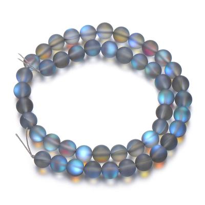 China Trendy Synthetic Labradorite Round Matte Frosted Beads Mystic Aura Quartz Beads For Jewelry Making 4mm 6mm 8mm 10mm for sale