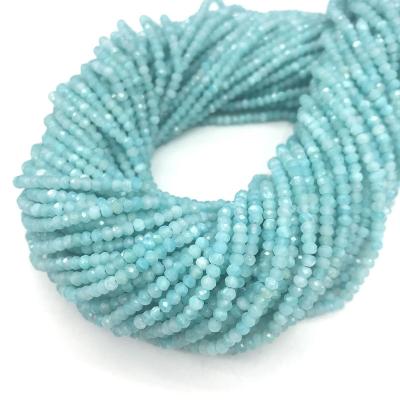 China Wholesale Trendy Natural Tiny Small Rondel Faceted Gemstone Beads, 2mm Amazonite Faceted 3mm Rondelle Bead For Jewelry Making for sale