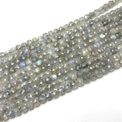 China For DIY Jewelry Making Natural Square Gemstone Beads Cube Faceted Labradorite Stone Beads For Jewelry Making 3mm 4mm 5mm for sale