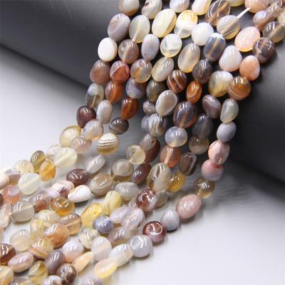 China Trendy Wholesale Natural Gemstone Oval Irregular Nuggets Loose Beads Gray Botswana Nugget Beads For Jewelry Making for sale