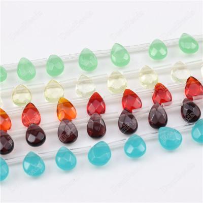 China Trendy Gemstone Top Drilled Teardrop Beads Strand, Canadian Cultured Dyed Quartz Amethyst Jade Water Drop Beads 7*9mm for sale