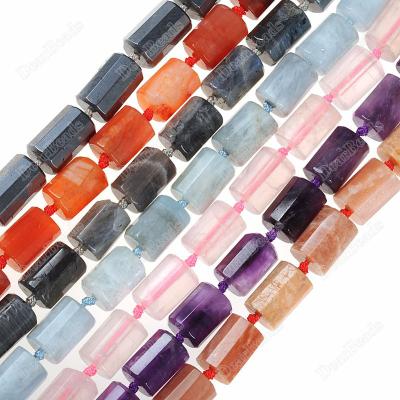 China Trendy wholesale natural faceted stone tube beads, gemstone tube beads for jewelry making for sale