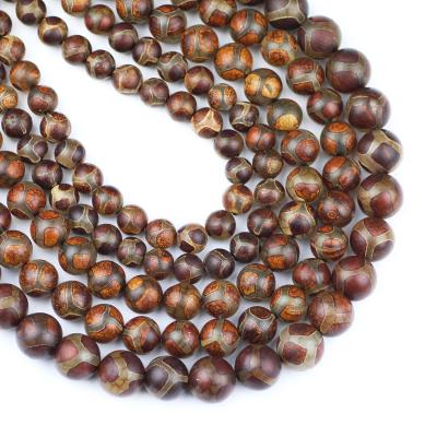 China Fashionable 8mm Faceted, Polished Old Fashion Style One Line Antique Eye Mix Round Tibetan DZI Agate Beads for sale