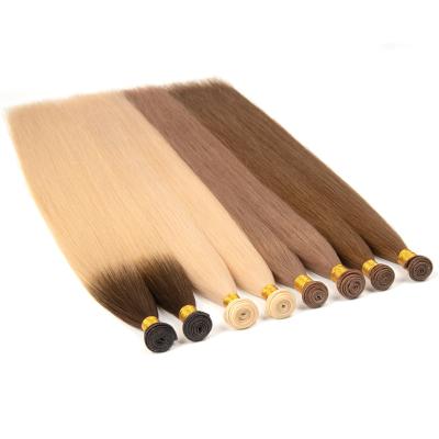 China 100% Virgin Double Drawn Russian Genius Human Hair Extensions Thin Straight Invisible No Return Remy Hair Genius Weft for sale