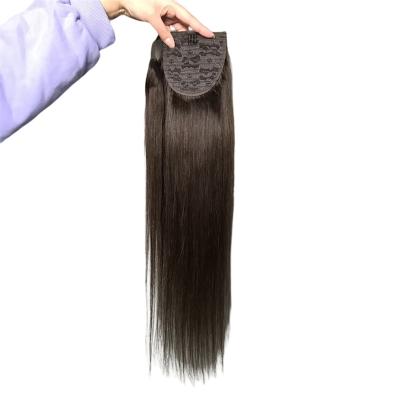 China Silky Straight Wave Remy Hair Ponytails Cuticle Extensions 100% High Quality Wholesale Aligned Clip In Hair Piece Wrap Around Ponytail for sale