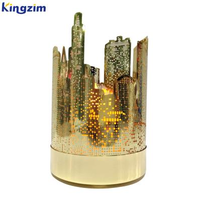 China Tea Light Holder Custom Engraving Decorative Stainless Steel Candlestick Laser Cut Metal Candle Holder For Home Decor for sale