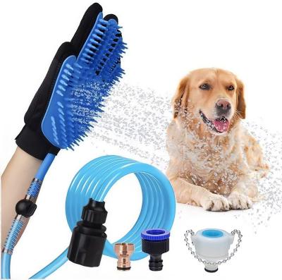 China New Design New Design BPA Free Hot Pet Bath Viable Tending Effective Massage Products Amazon Sale Cleaning Glove With Water Pipe For Dogs Cats for sale