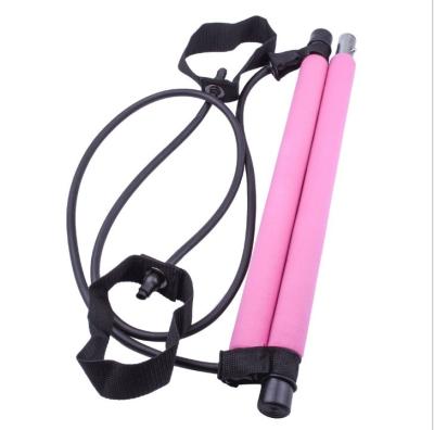 China NBR Foam + Metal Tube + Latex Tube Adjustable Competitive Price Fitness Yoga Exercise Pilates Bar Stick Kit with Resistance Bands for sale