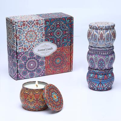 China Hot Sale POSINDA 4pcs/set Birthdays Soy Wax Amazon Scented Candle Vintage Tin Cans Aromatherapy Scented Candle Gift Set for sale