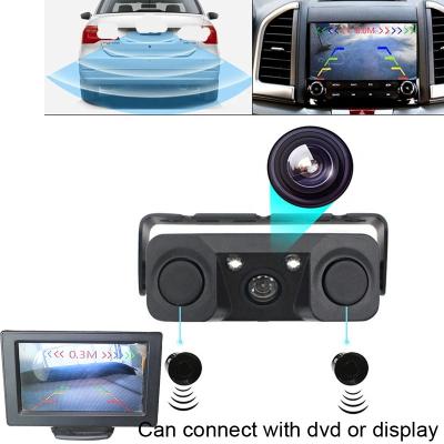 China Waterproof 3 in 1 Car Rear View Reversing Camera Parking Radar Detector Night Version Auto Accessories 2 Sensors 1 Camera in One Item for sale