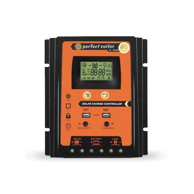 China Outdoor Solar Charge Controller 12V 24V 30A 50A 70A Dual Charger Controller USB 5V LCD Display MPPT Solar Panel Battery Solar Regulator for sale