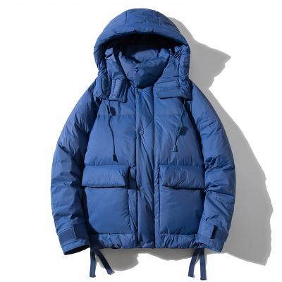 China High Quality Custom Made Windproof Logo Men Winter Stripper Packed Top Down Jacket With Hoodie Outwear Coats for sale