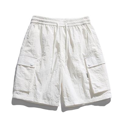 China Men's Motion Tech Cargo Workout Summer Extreme Shorts Skin-Friendly Comfy QUICK DRY Nylon Fabric, Lightweight White for sale