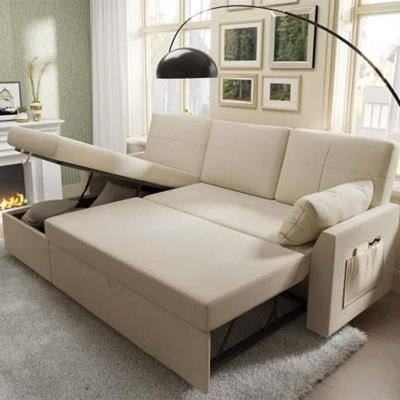 China Reclining 2 in 1 Sofa Bed Sleeper with Storage Chair Pull Out Couch Bed for Living Room, Sleeper Couch with Pull Out Bed Beige for sale