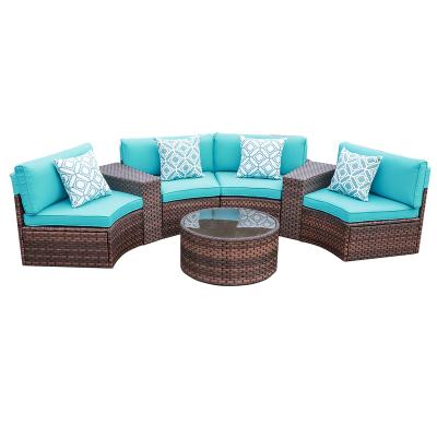 China Modern Outdoor Patio Furniture Rattan Sofa Set With Pillows , Perfect For Outdoor Entertaining for sale