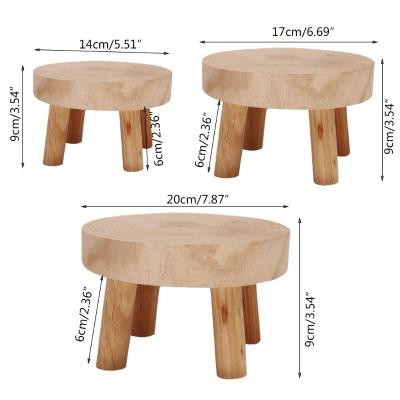 China Eclectic Solid Wood Round Bench Flower Pot Stand Plant and Succulent Flower Pot Bottom Kid Step Stool for sale