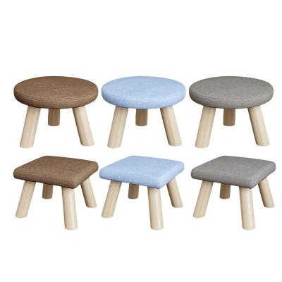 China Small Round Wooden Footstool Storage Seat With Non-Slip Pad Small Ottoman Square For High Beds Living Room Hallway Sofa Tea Stools for sale