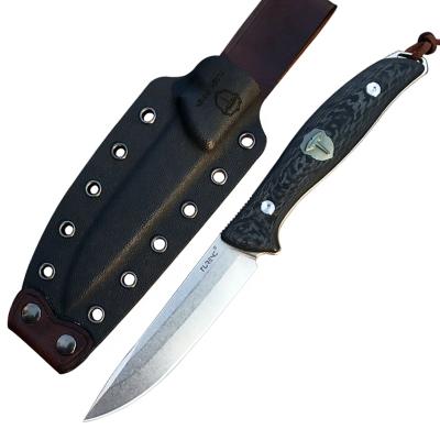 China Non-variable handle full steel Tang Survival Outdoor Hunting fixed knife with carbon fiber and M390 dive blade with sheath for sale