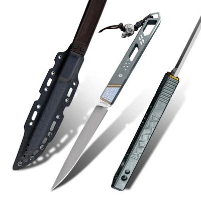 China TC4 Dive Knives Non-variable Titanium Handle CNC Survival Outdoor With Sheath Bohler M390 Steel Fixed Blade Hunting Knife for sale