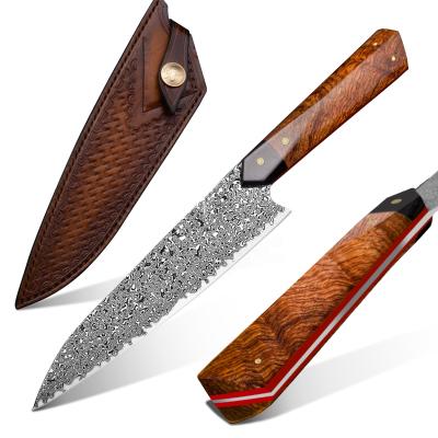 China Professional Stocked Rosewood Handle 8in 103 Layers VG10 Damascus Japanese Chef Steel Santoku Gyuto Kitchen Knife for sale