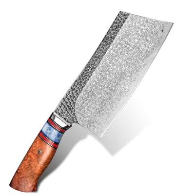 China Handmade Steel Butcher Stocked 7in Damascus Kitchen Cleaver Knife for sale