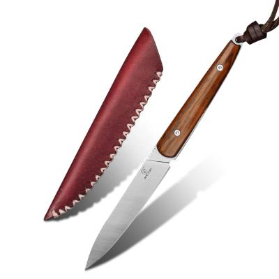 China Full Tang Damascus Steel Fixed Blade Non-variable Handmade Knives Kitchen Paring Peeling Fruit Knife for sale