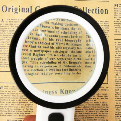 China Optical glass len and 12 led lights FW-040 10X handheld reading magnifier with 12 led lights for sale