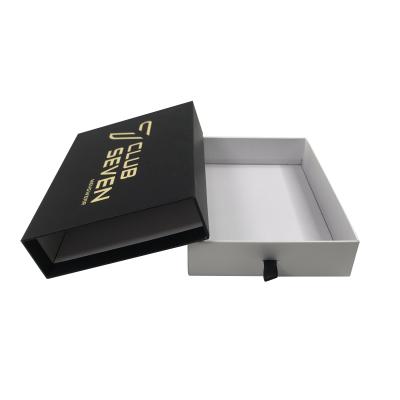 China Recycled Materials Wholesale Black Matt Rigid Cardboard Paper Gift Packaging Box With Logo Customized Sliding Boxes for sale