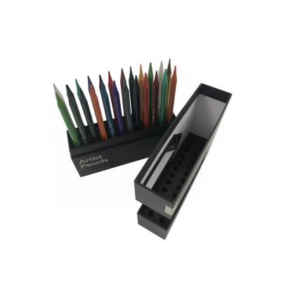 China Recycled materials paper box with lid and raw paper stationery box for colored pencils for sale