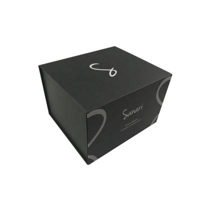 China Recycled Materials Suppliers Wholesale Black Magnetic Cardboard Box Folding Candle Gift Box With Eva Insert For Mug for sale