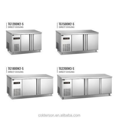 China Commercial Single-temperature Refrigerator Refrigeration Equipment Two Doors Under Counter Refrigerator Stainless Steel for sale