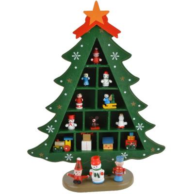 China Tabletop Mini Wooden Christmas Tree With Mini Ornaments Hot Sale DIY Wooden Christmas Tree In Attendance Miniature Wooden Ornaments For Kids for sale