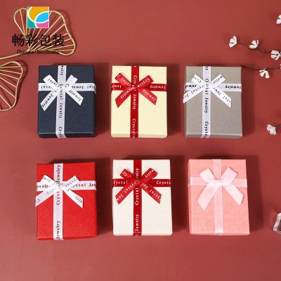 China High-grade New Necklace Box Ring Jewelry Box Birthday Gift Box Paper Gift Box Bow Jewelry Box for sale